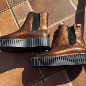 Melissa Glittery Copper Platform Boots